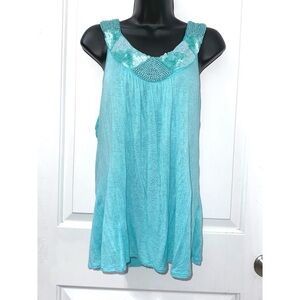 Bella D. Y2K blue beaded tank top, size large
